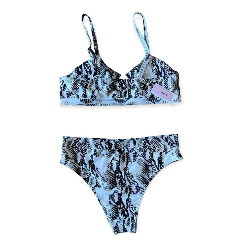 NWT Snakeskin Print High Waisted Bikini By Ejsoyo, Large